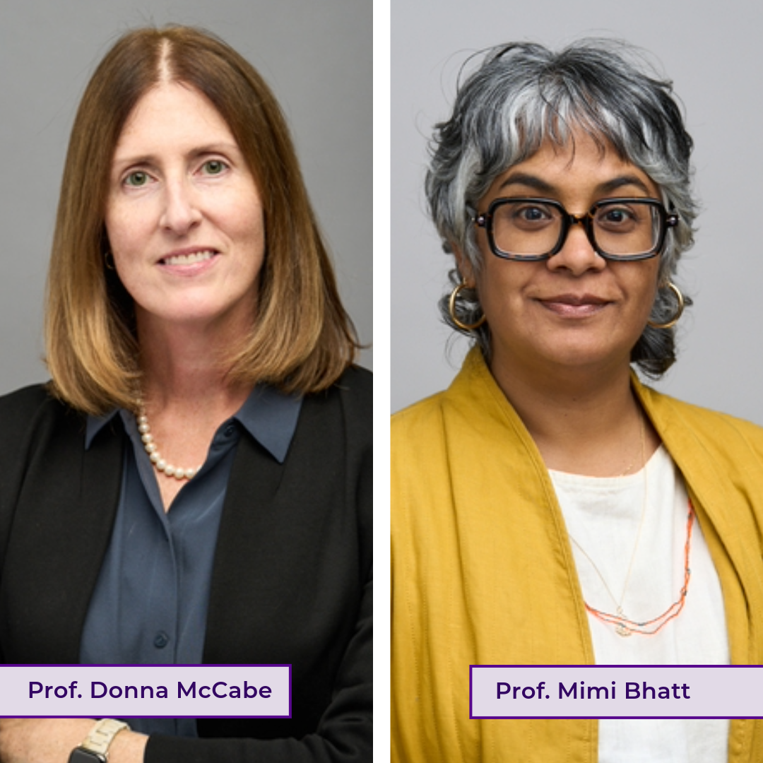 Prof Mimi Bhatt and Prof Donna McCabe headshots